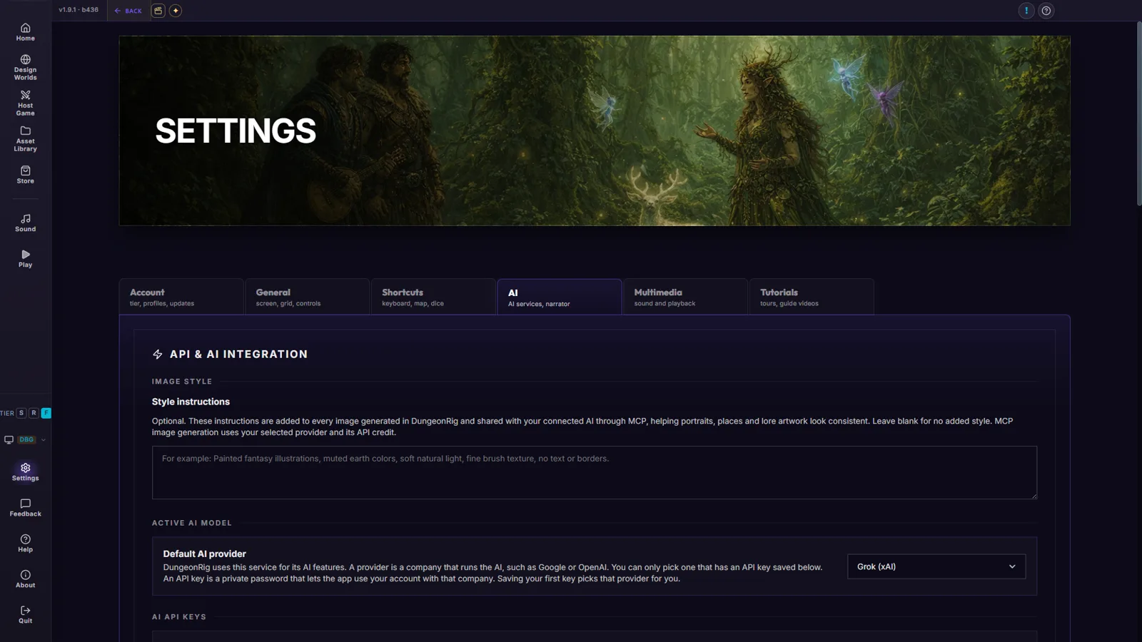 Settings — AI providers