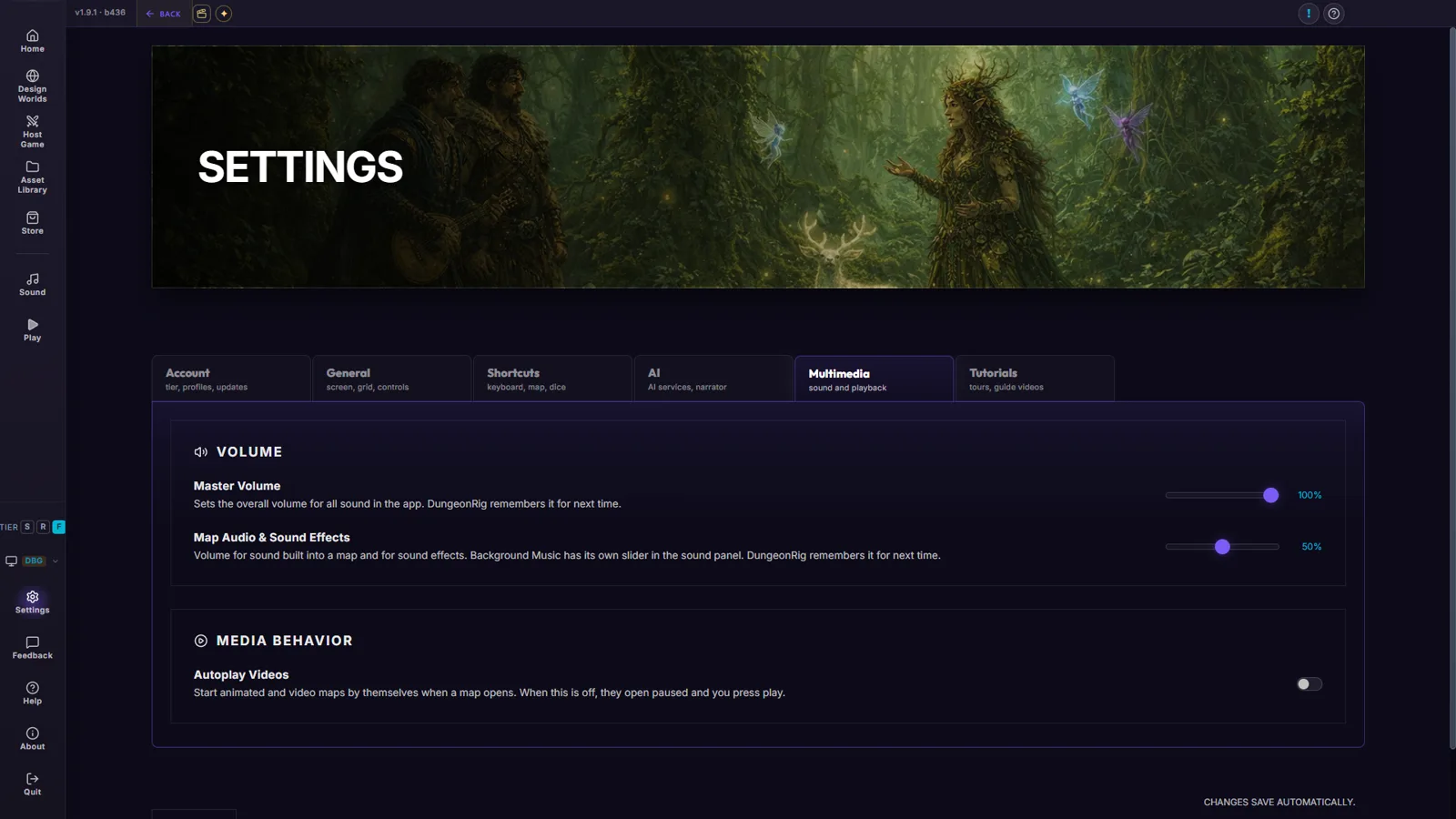 Settings — Multimedia